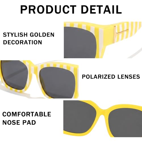 Image of SIPHEW Mirrored Sunglasses Polarized Fit Over Glasses for Women - Trendy Large Square w UV400 Protection Sun Glasses
