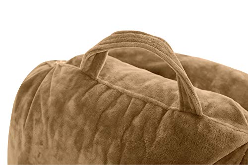 Husband Pillow XXL Tan Backrest with Arms - Adult Reading Pillow Shredded Memory Foam, Ultra-Comfy Removable Microplush Cover & Detachable Neck Roll, Unmatched Support for Bed Rest Sit Up Pillow