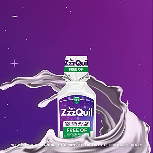Zzzquil, Nighttime Sleep Aid Liquid, Free Of Alcohol & Artificial Dyes, 50 Mg Diphenhydramine Hcl, No1 Sleep Aid Brand, Fall Asleep Fast, Non-Habit Forming, Soothing Berry Flavor, 12 Fl Oz (Pack Of 1) #TOP4