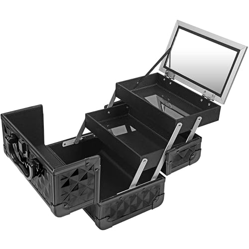 SHANY Chic Makeup Train Case Cosmetic Box Portable Makeup Case Cosmetics Beauty Organizer Jewelry storage with Locks, Multi trays Makeup Storage Box with Makeup Mirror - Twilight - Thumbnail 5
