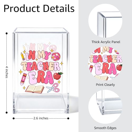 Image of In My Teacher Era Acrylic Pen Holder Makeup Organizer for Educator
