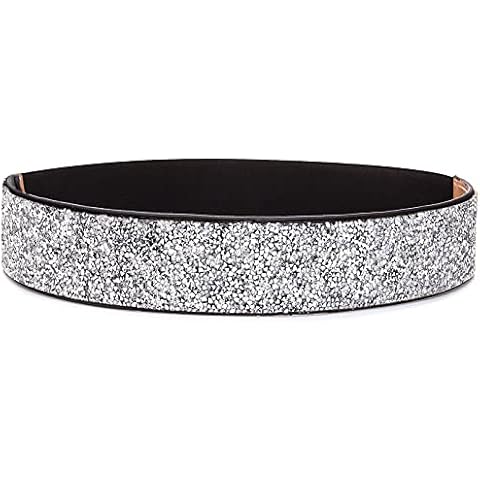 BAOKELAN Rhinestone Belts for Women Stretchy Bling Crystal Belt Elastic Wide Waist Belt for Dresses Bling White Black 80CM Cover