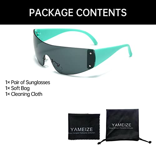 YAMEIZE Y2K Kids Wrap Around Sunglasses - Oversized Fashion Shield for Boys Girls Frameless Sun Glasses UV400 Protection4