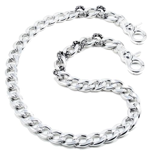 Double K Petal Skull Spiker Heavy Strong Biker Trucker Keychain Jean Wallet Chain CS119MLT