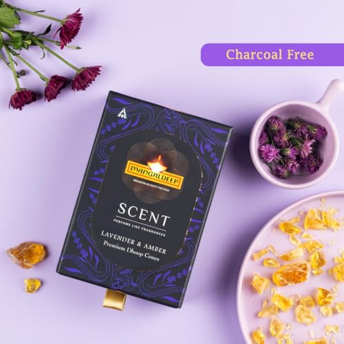 Image of Mangaldeep Scent Premium Bambooless Dhoop Cones - with Lavender and Amber fragrances (40 cones)