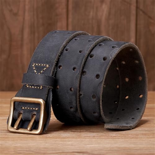 Men’S 3.8CM Wide Retro Original solid Thick Genuine Leather Brass Copper Buckle Designer Cowboy Belt Strap4