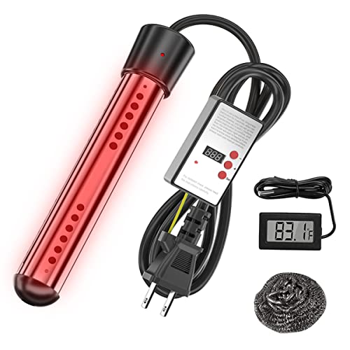 水中パイプヒーター,電気浸漬給湯器ロッド、 イマージョン沸かし器,110V 1500w ポータブルバケット電気温水器棒, 投げ込みヒーター, 70°自動電源オフ 浴槽用 インフレータブルプール, サーモスタット付