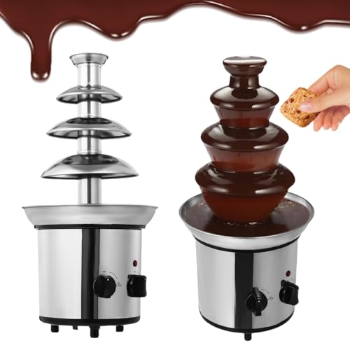 DAOHHFO Fontaine à chocolat électrique à 4 niveaux - 170 W - En acier inoxydable - 1,8 l - Facile à nettoyer - Fontaine à chocolat avec fonction de fusion pour les fêtes