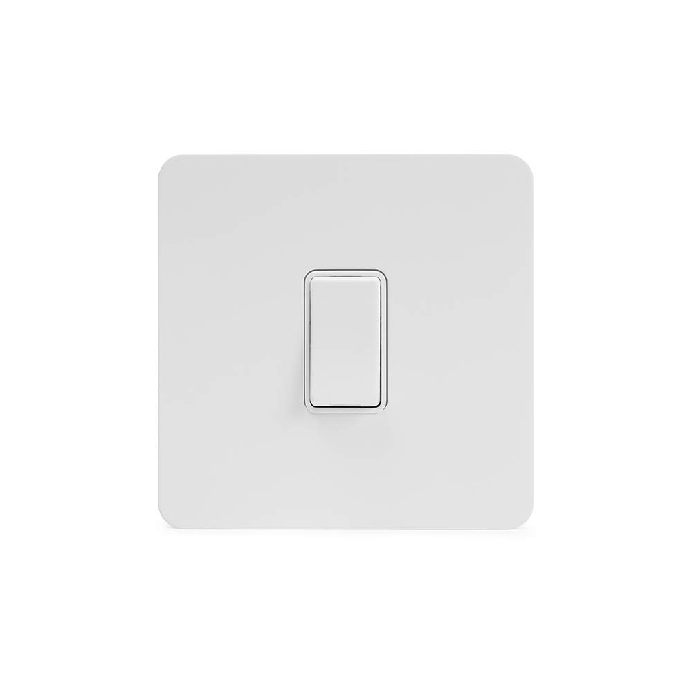 Soho Lighting White Metal Flat Plate 1 Gang Intermediate Switch Wht Ins Screwless