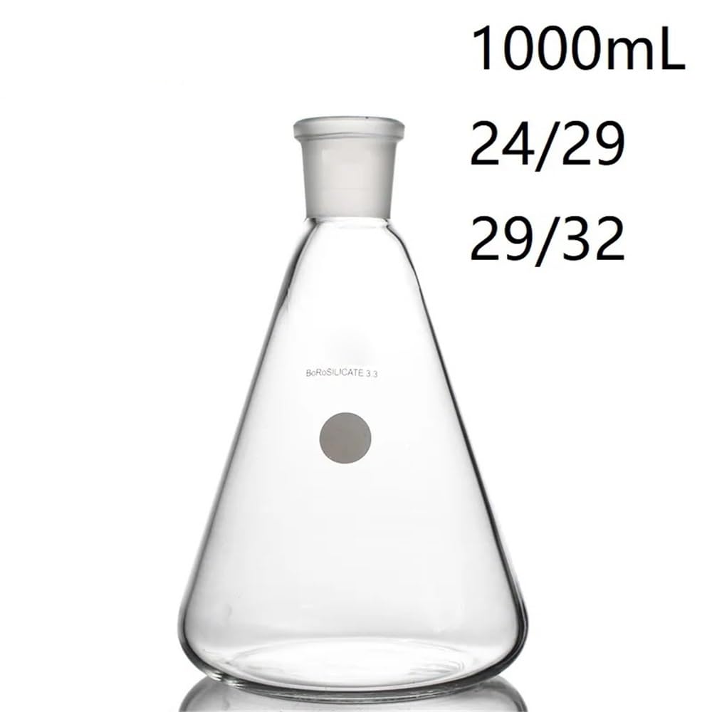 Équipements et fournitures de laboratoire Fiole Erlenmeyer 1000 ml 24/29 et 29/32, verre borosilicaté 3., col rodé standard, triangulaire, matériel de laboratoire