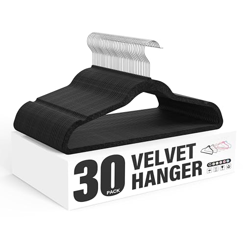 Simple Deluxe Velvet Hangers 30 Pack, Non-Slip Clothes Hangers with
