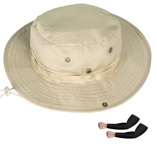 Image of Sun Hats for Men Women Boonie Hat UPF 50+ Bucket Hat Wide Brim UV Protection Fishing Hiking Safari Outdoor Hats