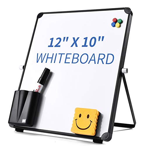 12 x 10 Small Dry Erase Board Whiteboard Desktop Portable Mini White Board Desk Easel 360°Rotation for Office,Home,School