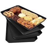 4 Pack Black Serving Tray for Entertaining,Grilling BBQ Accessories, Serving Platters for Snacks, Donuts, Appetizers, Desserts, Plastic Serving Trays for Party and Household Organization‌