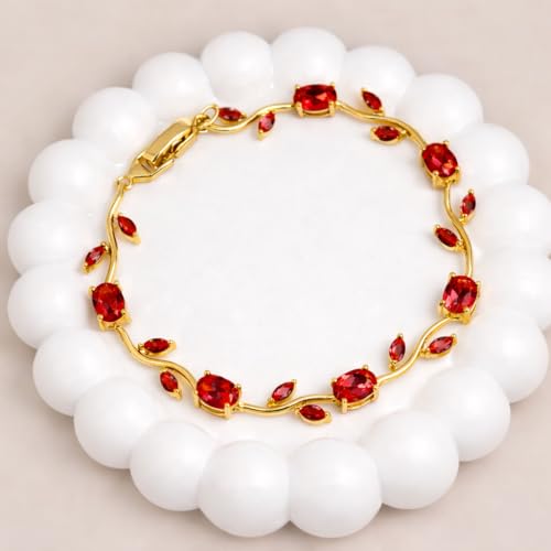 Image of Trendy Tulip Bracelet for Women | Gold Plated Pink Crystal Floral Bracelet | Elegant Minimalist Jewelry | Adjustable Chain Bracelet Gift for Girls Women | Stylish Party Daily Wear Accessory