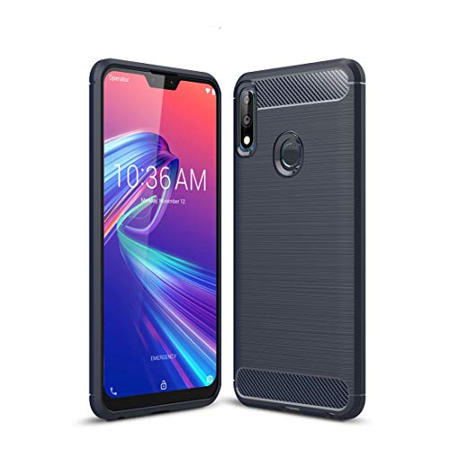 compatibile con ASUS Zenfone Max Pro (M2) ZB631KL / X01BD X01BDA Copertura CUSTODIA COVER GEL silicone TPU MORBIDA CARBON Fiber ANTIURTO antigraffio (Blu)