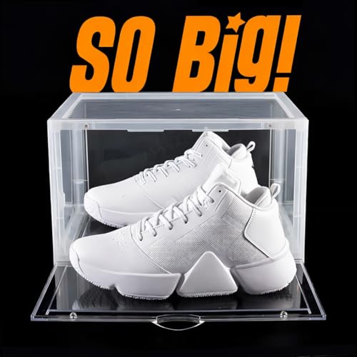 Image of NYALKARAN Shoe Storage Organizer Box for Sneakers - Transparent, Heavy Duty, Stackable with Magnetic Door - Large Plastic Shoe Box for Men & Women (Transparent, Pack of 1)