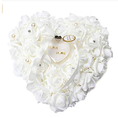 GOTOTOPWhite Wedding Ring Pillow Romantic Heart Shaped Wedding Ring Cushion Jewelry Box Valentine Day Ring Box Wedding Favors