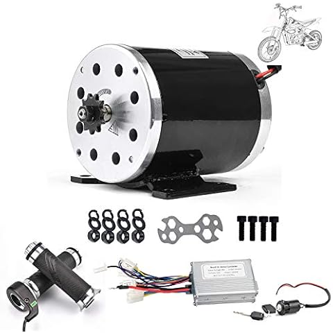 Kunray 48V 1000W Brushed DC Motor High Speed Electric Motor & DC Brush Controller & Gas Accelerator Throttle & Ignition Lock for Dirt Bike e-Bike ATV Go Kart Moped Mini Bikes Motorized Bicycle Cover