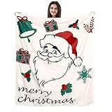 Vessia Christmas Throw Blanket, Santa Merry Christmas Blanket for Couch, Sofa, Bed, 300GSM Soft Cozy Cute Funny Cartoon Gift for Home Decor
