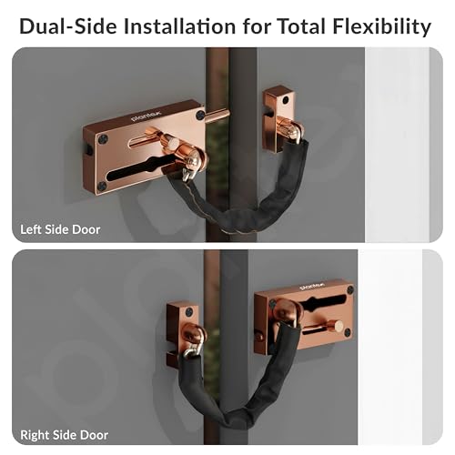 Image of Plantex Door Chain with Baby Latch /Door Chain Lock for Main Door /Latch Lock for Door /Heavy Duty Door Safety Guard Lock for Home, Hotel & Office Security - Pack of 1 (DTK-294-Rose Gold)