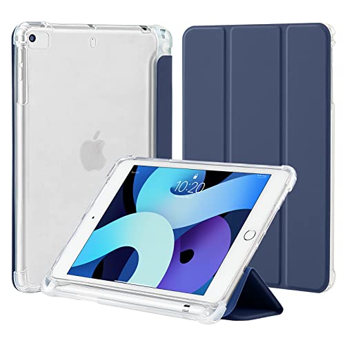4UBonLife Funda para iPad Mini 5 4 3 2 1 con Portalápiz,Cover Protectora de TPU Suave, Carcasa Ligera y Delgada con Translúcido Esmerilado Trasera Cubierta para iPad Mini 7.9 Pulgadas Azul Oscuro Cover