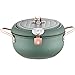 AlfaView Freidora con Termómetro, Acero Inoxidable Tempura Sartén,Olla de Pollo Frito con Termómetro y Tapa, para pollo, patatas fritas, pescado y camarón (Green Upgrade 2200ml)