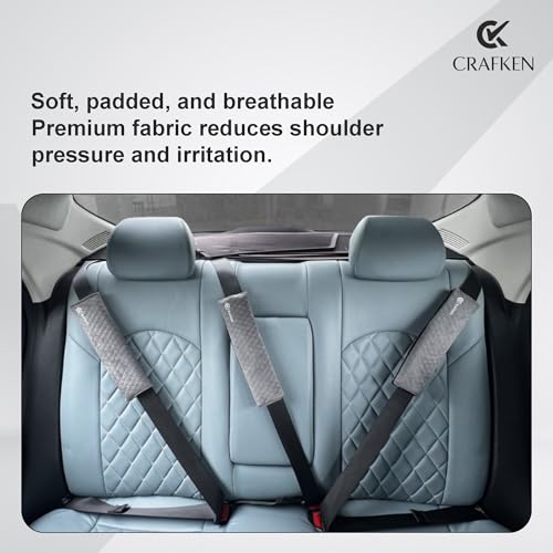 Image of Car Seat Belt Shoulder Pads - Soft Seat Belt Cushion Cover for Car, Universal Safety Belt Strap Pad, Premium Fabric Neck & Shoulder Support for Comfortable Driving, (Grey, 12 Inch)