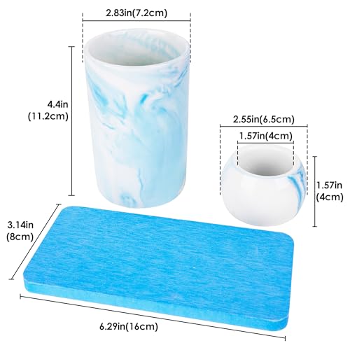 Porte-brosse à dents en céramique bleu avec support diatomite de comptoir