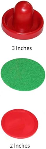 Miniatura 2 de Mini discos y palas de hockey de aire, juego de repuesto, juego de dos empujadores de hockey de aire rojo y cuatro discos rojos de 2 pulgadas