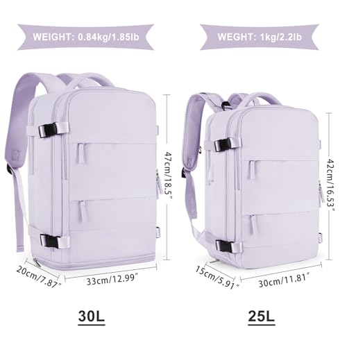 Image of coowoz Large Travel Backpack For Women Men,Carry On Flight Approved,Hiking Waterproof Outdoor Sports Rucksack Casual Daypack Fit 15.6 Inch Laptop Shoes Compartment (Purple)