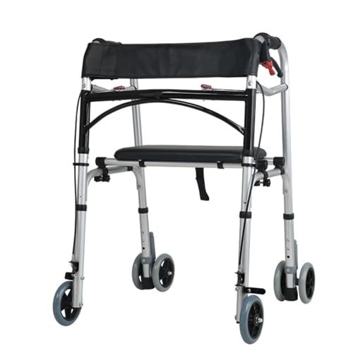 XUEQIZHENG Andadores para Personas Mayores, Andador Vertical Plegable con Asiento y asa Ajustable for Personas Mayores,para Todo Terreno