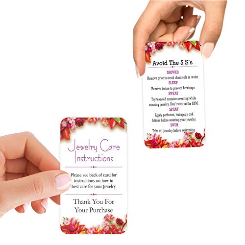 Jewelry Care Instruction Cards - (Pack of 100) 3.5\" x 2\" Thank You Package Insert for Jewelry Cleaning Customer Directions - Thumbnail 6