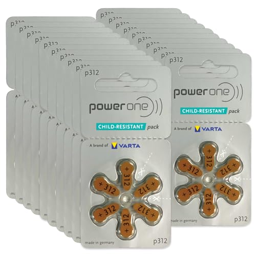 Power One Hearing aid Batteries Size 312 - p312 Battery for Hearing aid Long-Lasting. Mercury-Free 1.45v zinc-air Hearing aid Batteries. (120 Batteries) - Expiration Date June 2028
