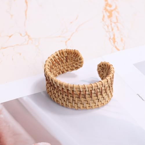 Rattan Bracelets, Woven Cuff Bracelet Open Cuff Wrist Jewelry Vintage Bohemian Statement Jewelry for Women Summer Beach Party4
