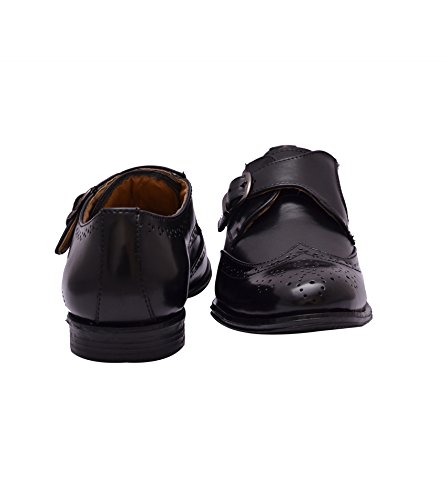 Image of HiREL'S Men Black Brogue Monk Shoes