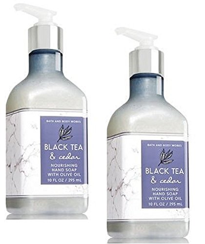 Set of 2 Bath and Body Works Black Tea and Cedar Nourishing Hand Soaps With Olive Oil 10 Ounce Each