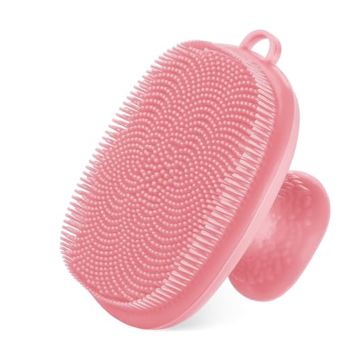 Image of Premium Silicone Face Scrubber Brush for Men & Women - Waterproof Facial Cleansing Brush with Soft Exfoliating Bristles, Deep Pore Cleaning, Reusable Skin Care Tool for Face & Body (Pink)