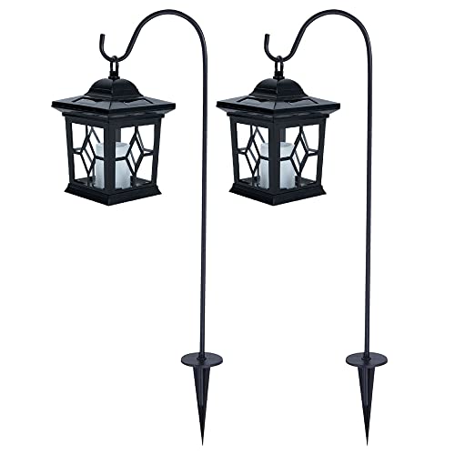 etc-shop Solarleuchte Erdspieß Solarlaterne LED Kerze Steckleuchte Laterne schwarz, Stahl, LED 0,06W, LxBxH 21x14,3x69 cm, 2er Set etc-shop Solarleuchte Erdspieß Solarlaterne LED Kerze Steckleuchte Laterne schwarz, Stahl, LED 0,06W, LxBxH 21x14,3x69 cm, 2er Set