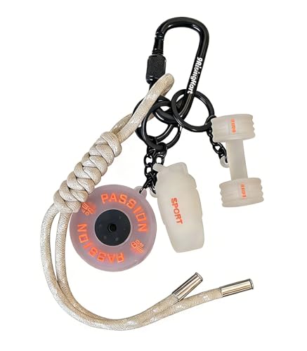 XVWXVW Dumbbell & Weights Keychain, Bags Charms Gift for fitness Women and Men, Cute Mini Car Key Chains Accessories for Gym,Keychain Wristlet Fitness Gift (Transparent)