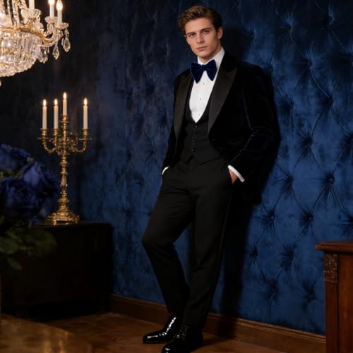 Image of Alizeal Velvet Pre-tied Adjustable Bow Tie for Men Oversize Formal Solid Tuxedo Bowtie