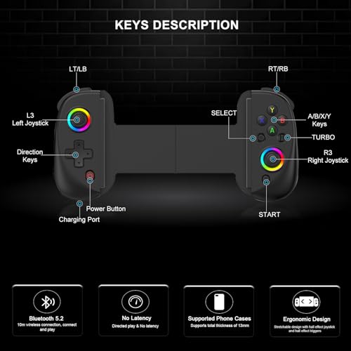 Controlador de juegos móvil arVin para tabletas de 5-10 pulgadas con joystick de efecto Hall 7