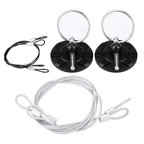 Fauitay Stainless Steel Hood Pin Plate With CNC Billet Aluminum Bonnet Lock Clip Kit - Universal Racing Engine Hood (Black)