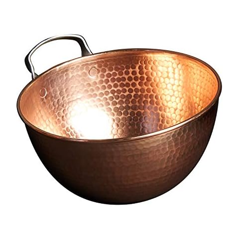 Sertodo Copper Mixing Bowl | 5 quart capacity, 12-inch diameter | Ergonomic Stainless Steel handle | 100% Pure Copper, Heavy Gauge, Hand Hammered | Whip Eggs Whites to Perfection | NOT for Salads Cover