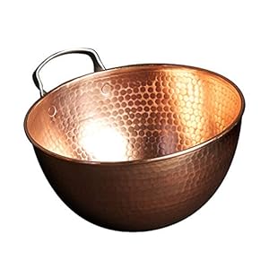 Sertodo Copper Mixing Bowl | 5 quart capacity, 12-inch diameter | Ergonomic Stainless Steel handle | 100% Pure Copper, Heavy Gauge, Hand Hammered | Whip Eggs Whites to Perfection | NOT for Salads