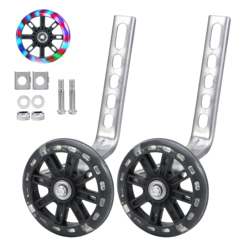 Bicycle Training Wheels - Adjustable Stabiliser Support Wheels for Kids Bikes of 12 14 16 18 20 Inch (Black)