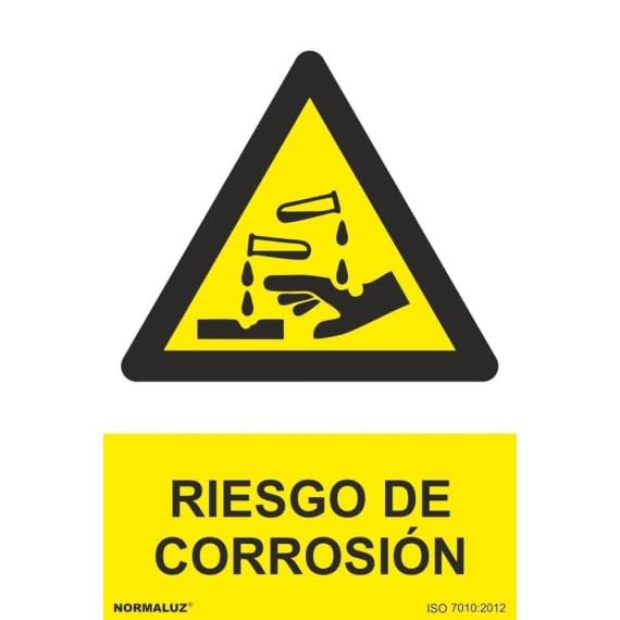 Señal industrial de Riesgo de Corrosión, con tintas UV SEKURECO