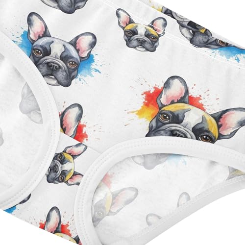 Joisal Cotton Girls Underwear Toddler Colorful French Bulldog White Cute Panties Girl Bright Briefs Underpants 2t4
