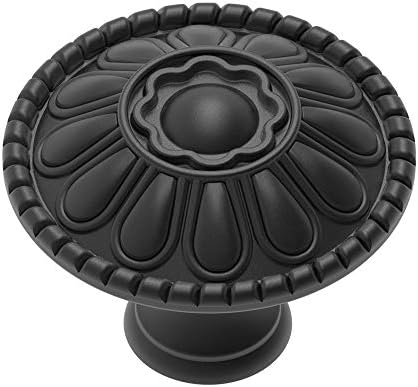 trust4care 9-Pack of Matte Black Kitchen Cabinet Knobs Pulls, Matte Round Farmhouse Dresser Handles Drawer Knobs for Modern Closet Furniture Door, Victorian Floral Pattern