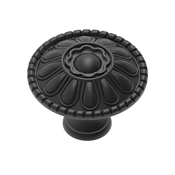 trust4care 9-Pack of Matte Black Kitchen Cabinet Knobs Pulls, Matte Round Farmhouse Dresser Handles Drawer Knobs for Modern Closet Furniture Door, Victorian Floral Pattern